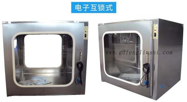 電子互鎖傳遞窗內(nèi)部采用集成電路，電磁鎖， 控制面板，指示燈等實現(xiàn)連鎖